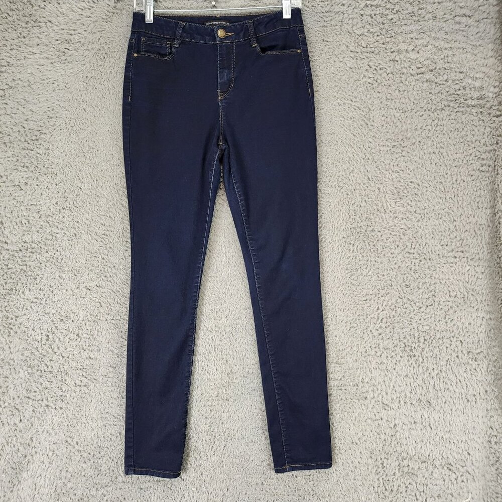 Poured In Blue Jeans Womens 9 Dark Wash Stretch Mid Rise Shaping Skinny